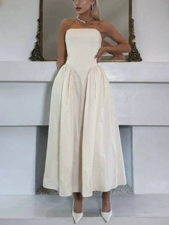 Mable Dresses & Skirts - ✨ SALE EUC Mable Midi Strapless Dress Medium Almond Cream Party